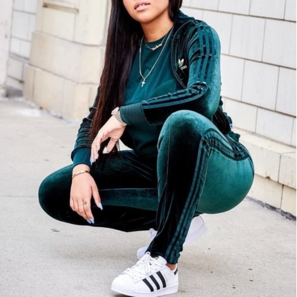 adidas Jackets & Blazers - Adidas Originals Firebird Velour Tracksuit Green & Gold